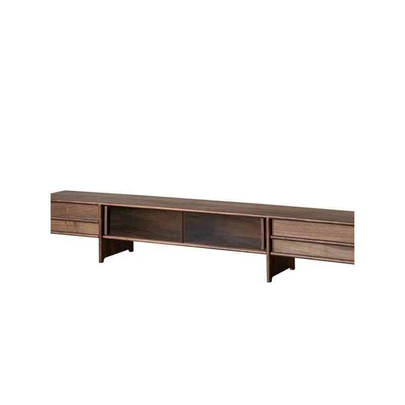 

North American black walnut solid wood TV cabinet, simple medieval style storage cabinet, wabi sandy wind living room floor