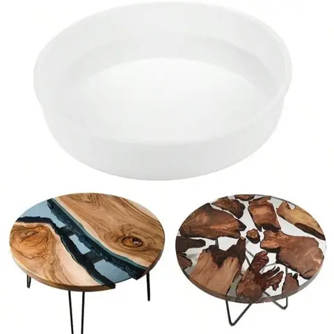 Extra stor rund bordsform av epoxi, 14 tums kartongform av silikon, lämplig för River Tables, DIY-konst, heminredning 6 best sales epoxiform i silikonform - №1