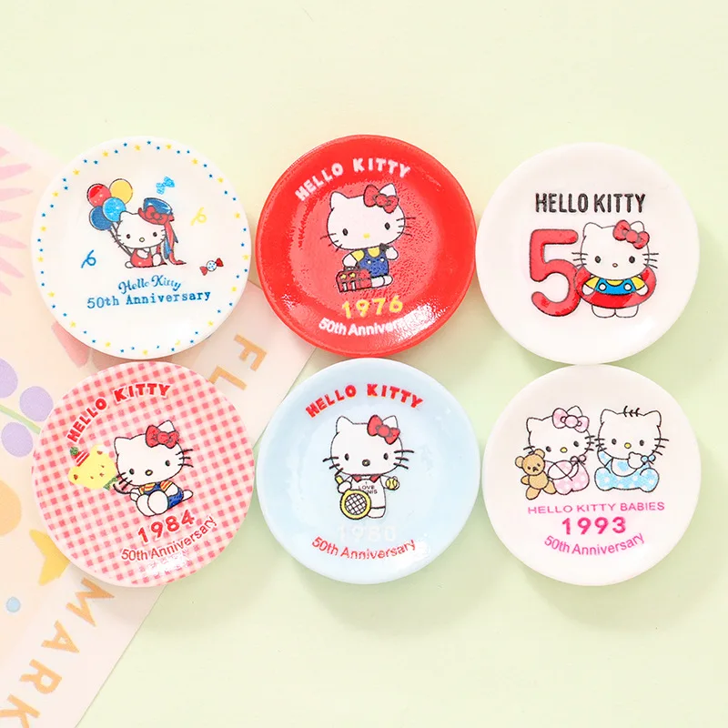 

5pcs miniso 3d resin miniautre red kt plate diy dollhouse materials junked case charms cute cartoon accessories