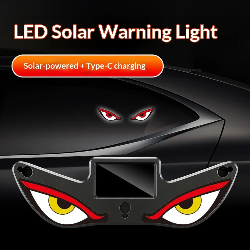 Solar Car Devil Eyes LED Atmosphere Lamp USB Rechargeable Neon Light Suction Cup Decoration Suitable for BMW KIA Tesla Audi