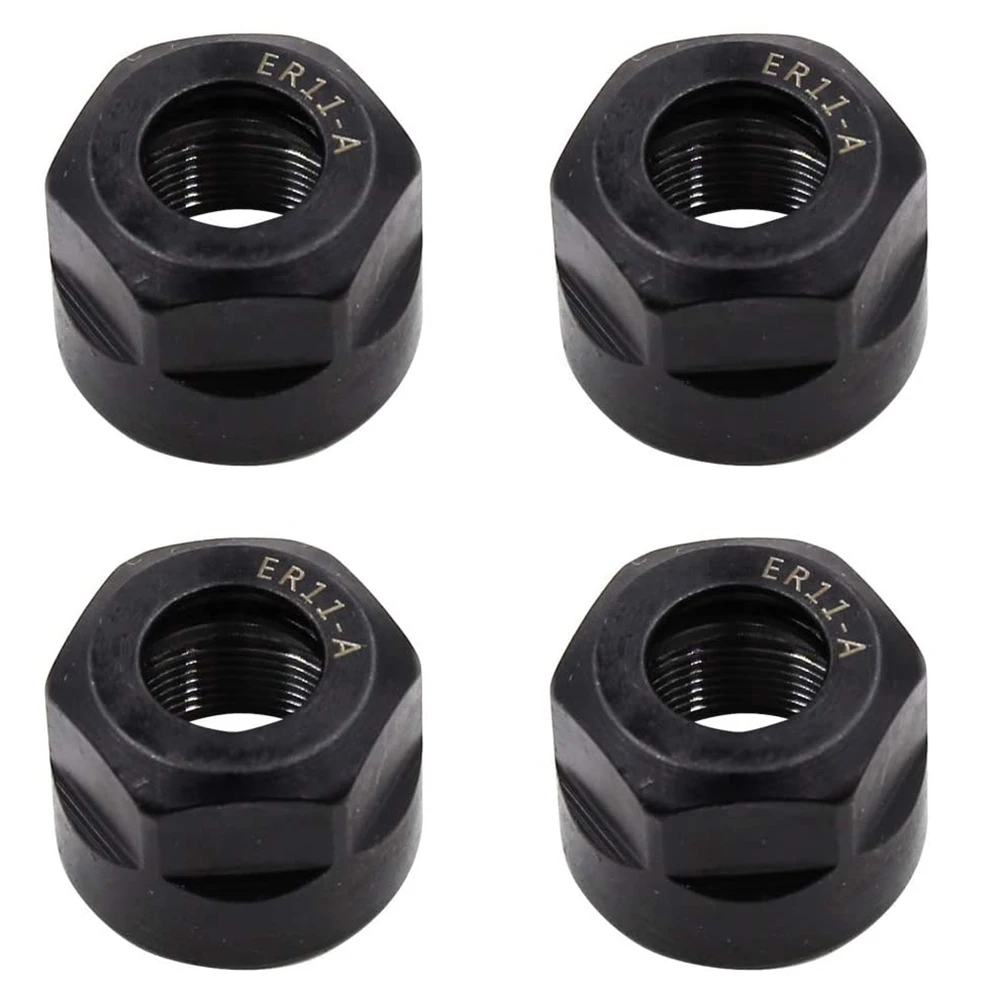 4Pcs ER11-A Type M14 Thread Collet Clamping Hex Nuts, for CNC Milling Chuck Holder Lathe