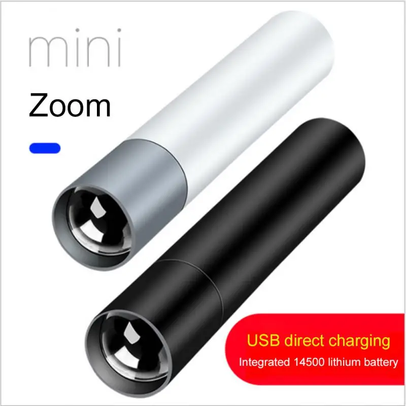 Mini Flashlight USB Rechargeable LED Flashlight Waterproof Telescopic Powerful Torch Lamp Outdoor Work Zoom Portable Torch