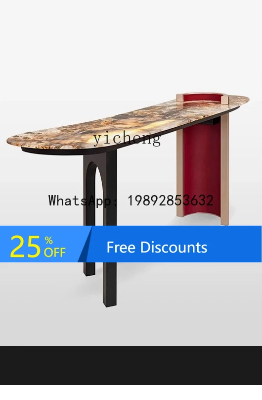 

AA light luxury wall entrance table narrow entrance entry stainless steel natural luxury stone entrance platform