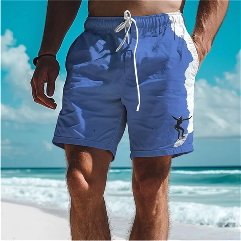 Simple Surfer Pattern Board Shorts Fashion Trend Surfing Enthusiasts 3D Printed Beach Short Casual Oversized Swim Trunks For Men