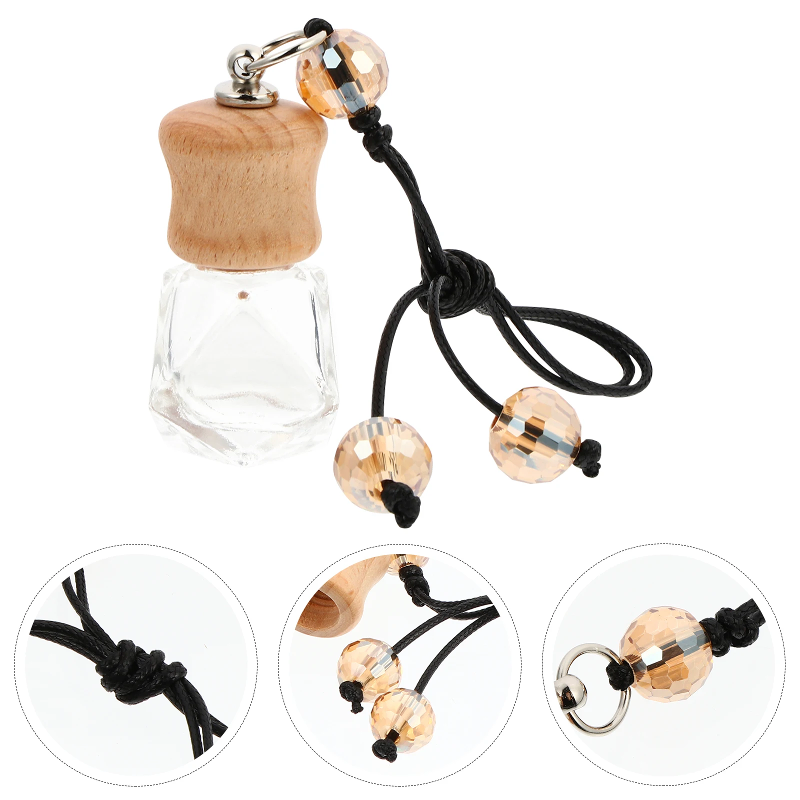 

2pcs Car Aromatherapy Bottle Glass Wood Luxury Pendant Hanging Ornament Car Interior Decor Fragrant Accessories