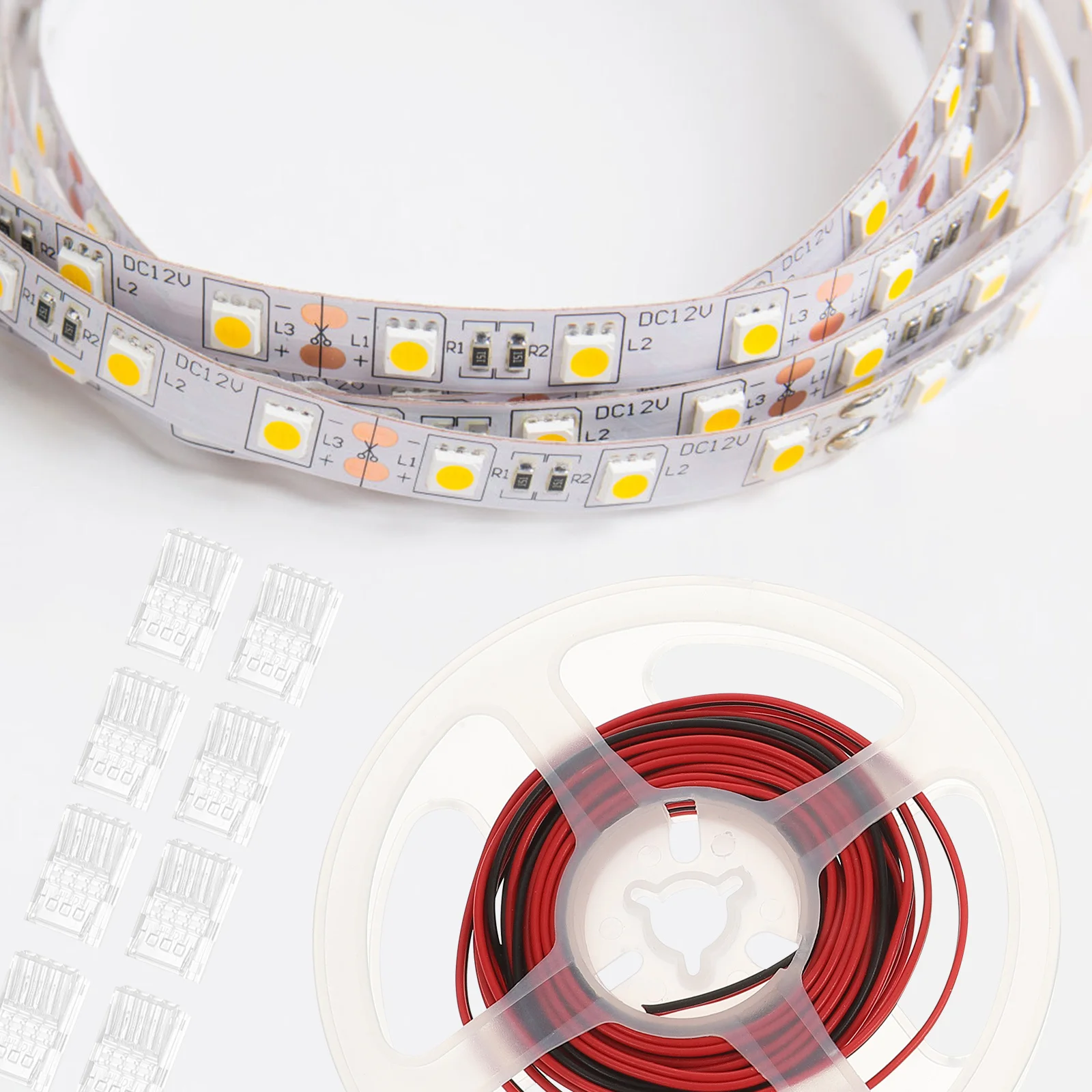 

1Set LED Light Connector 2 Pin Solderless Adapter Gapless 10mm Tinned Copper Lighting Accessory LED Light Connectors