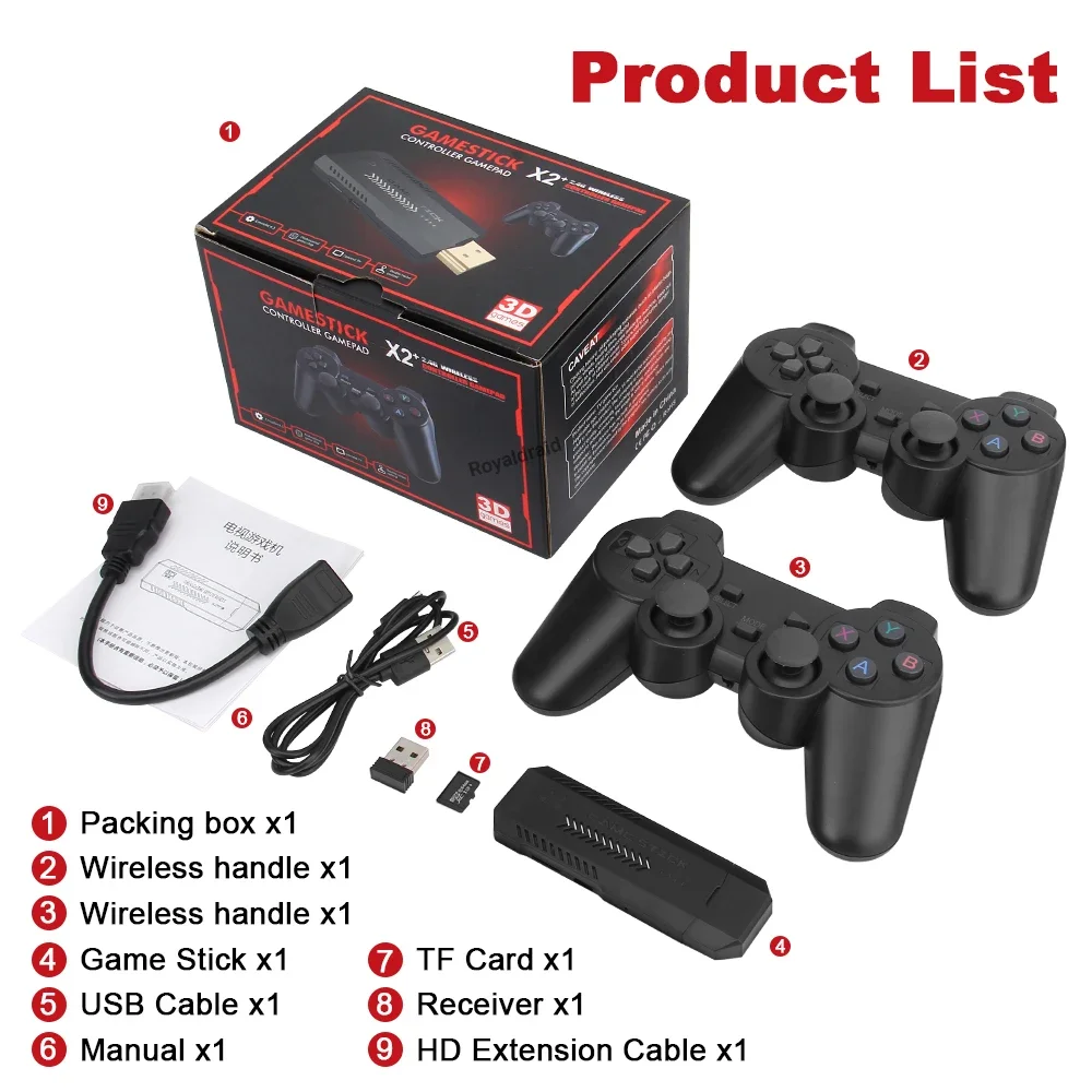 NEW X2 PLUS Video Game Stick 1080P Console 2.4G Double Wireless Controller 41000 Games 128GB Retro Games for PSP PS1 FC Boy Gift