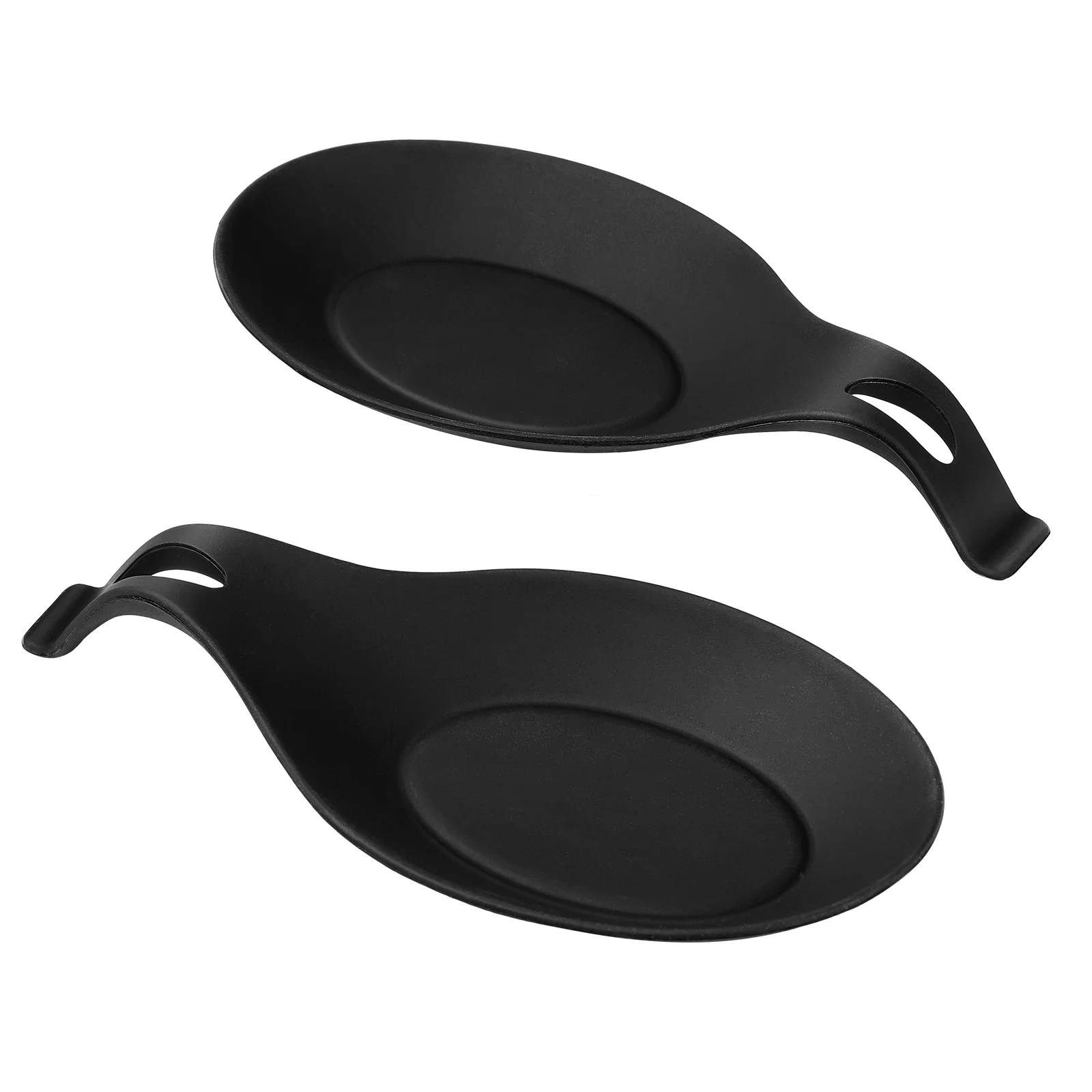 

Hemoton 2pcs Silicone Spoon Rests Kitchen Utensil Holder Heat Resistance Spoon Rack Spoon Pad for Home Restaurant (Black)