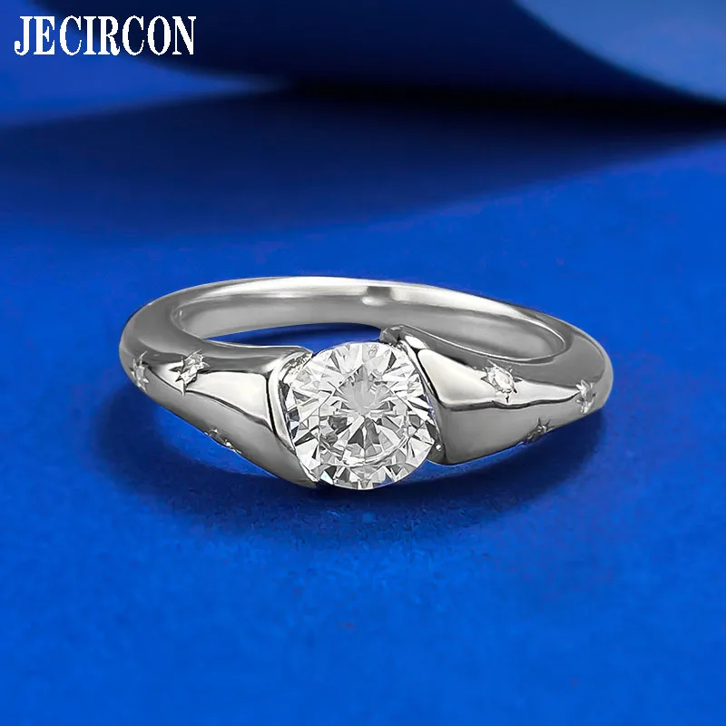 

JECIRCON 1 Carat High Carbon Diamond Engagement Ring for Women European and American Starry Sky Fashion Party Finger Jewelry New