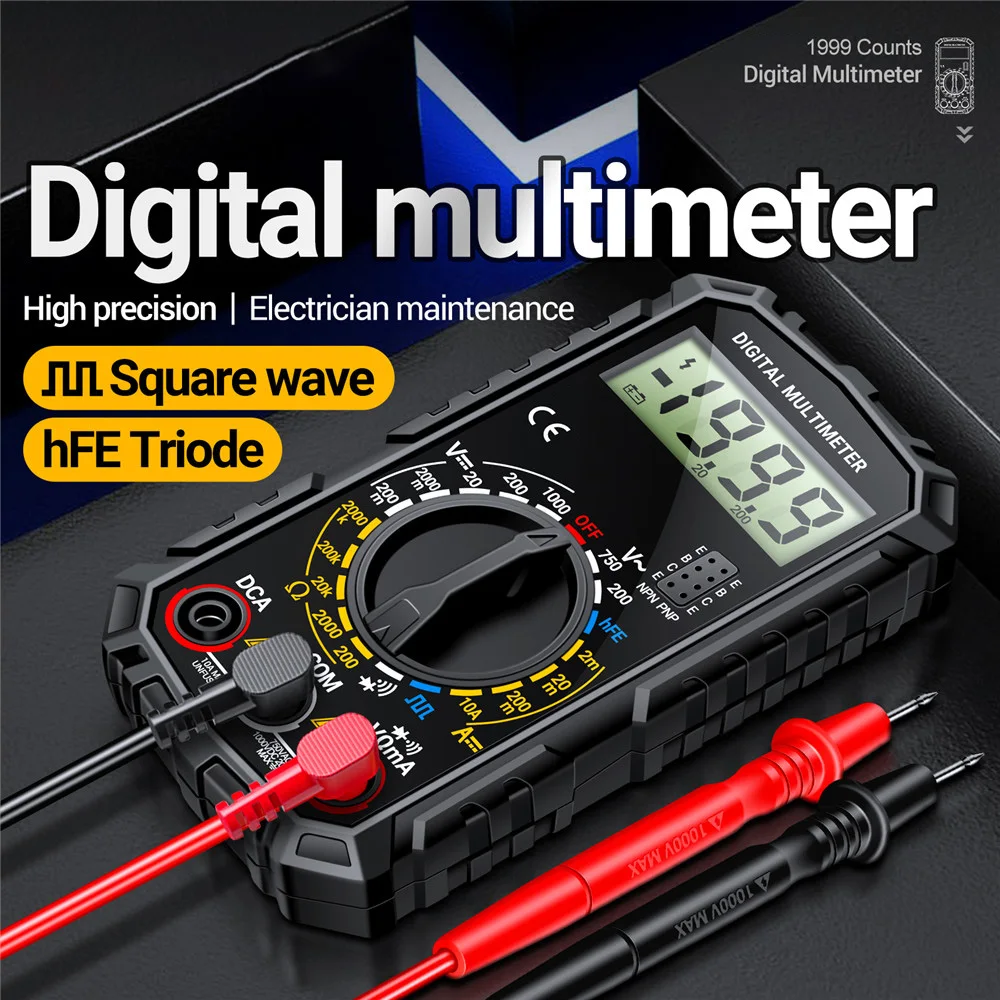 LCD Backlight Digital Multimeter AC/DC Voltage Resistance Meter Current Meter Electrician Ohm Diode Triode Square Wave Tester