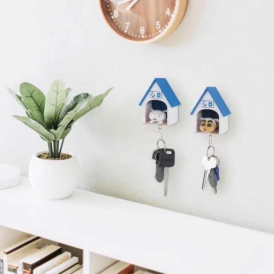 Creatieve Sleutelhanger Paar Rugzak Hanger Cartoon Krijt Shin-Chan Schattige Witte Huis Puppy Sleutel Hanger Healing Huis Cadeau