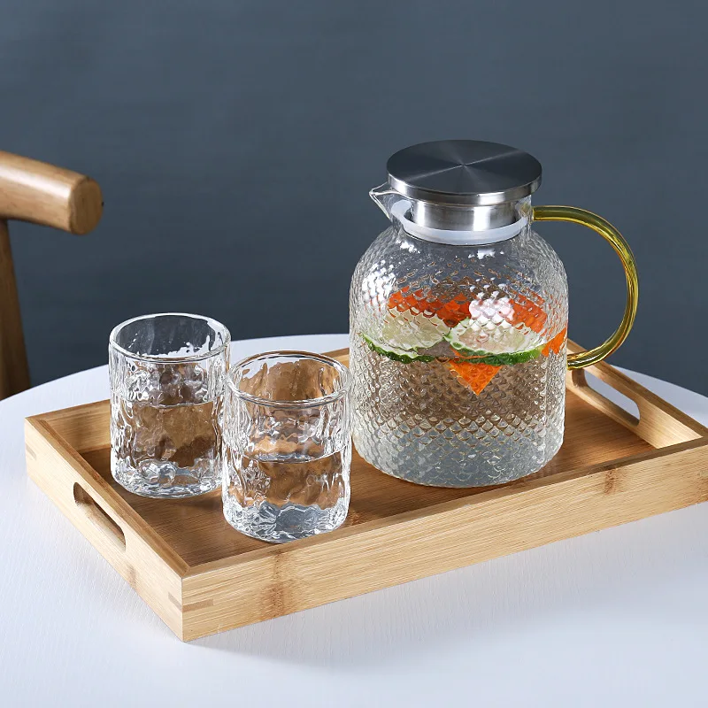 Hammer-Shaped Cooler with High-Capacity and High-Temperature Resistant Suit, Juice Kettle, Transparent Household Glass Pot