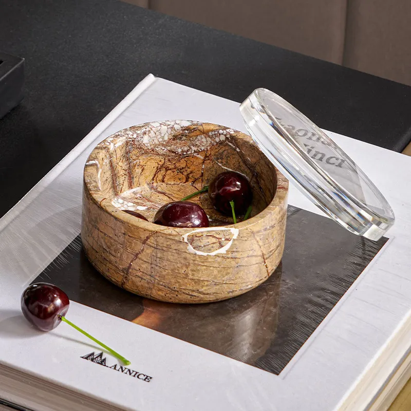 Art Italian light luxury house model room coffee table jewelry ornament high-end marble candy jar storage box