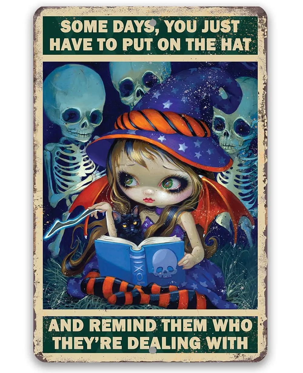 Strangeling Some Days, You Just Have to Put on the Hat - Gothic Weird Skeleton Skull Fairycore Art, Vintage Goth Fairy Core Prin