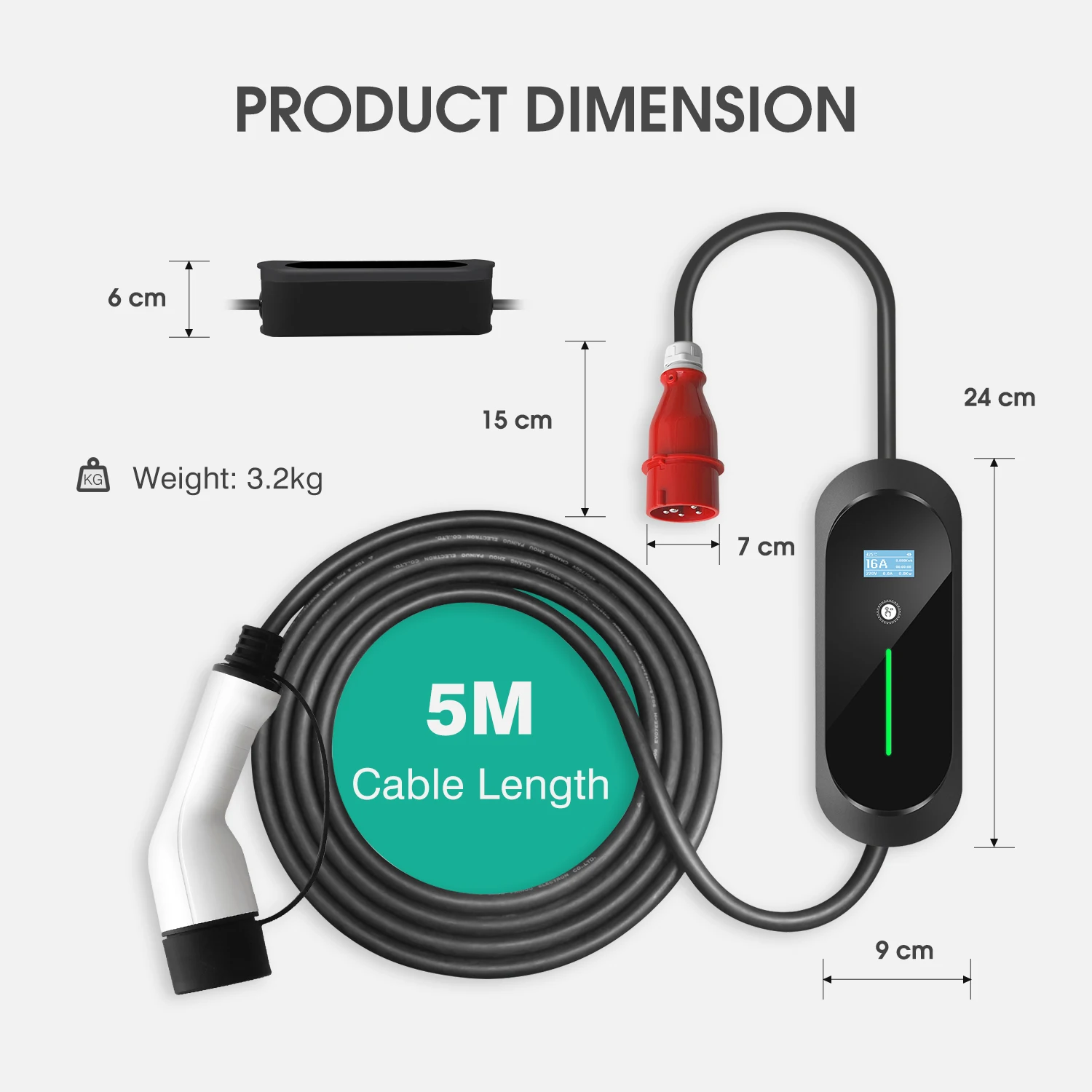 11kw EV Charger Electric Vehicle Charging Station EVSE Wallbox with Type 2 Cable16A 3Phase IEC 62196-2