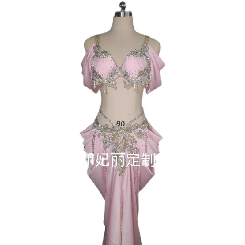 Aangepaste Oosterse Buikdanskostuums Prestaties Competitie Jurk Indiase Kleding Vrouwen Exotische Danskleding BH en Rok