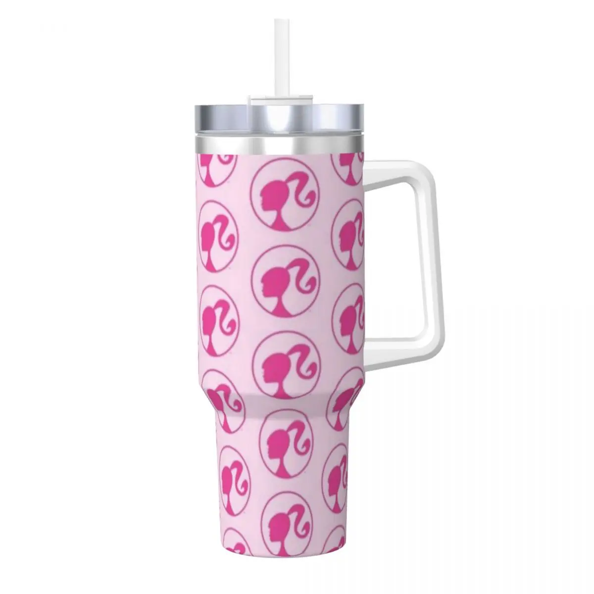 

Barbie 40 oz Tumbler with Handle and Straw Lid Stainless Steel Insulated Tumblers Travel