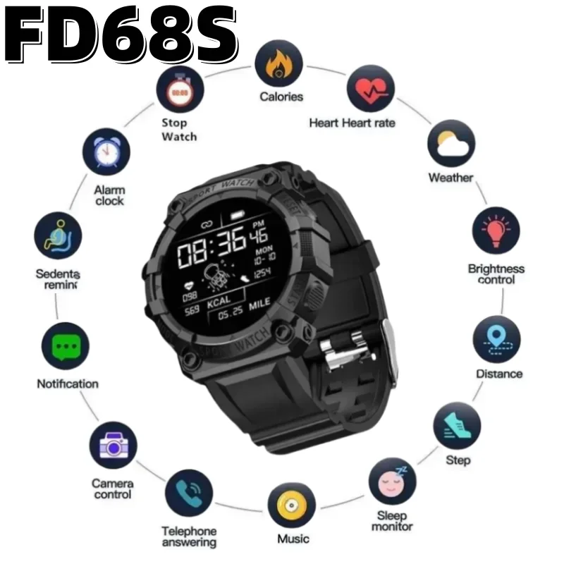 

Smart Watch FD68S Color Screen Heart Rate Bluetooth Connection Pedometer Music Weather Outdoor Smart Sports Bracelet