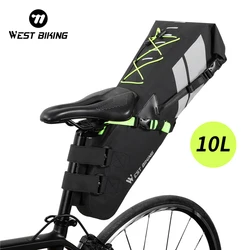 WEST BIKING 10L 17L Bike Saddle Bag Large Capacity Foldable Cycling Bag Waterproof Reflective MTB Road Bicycle Trunk Pannier