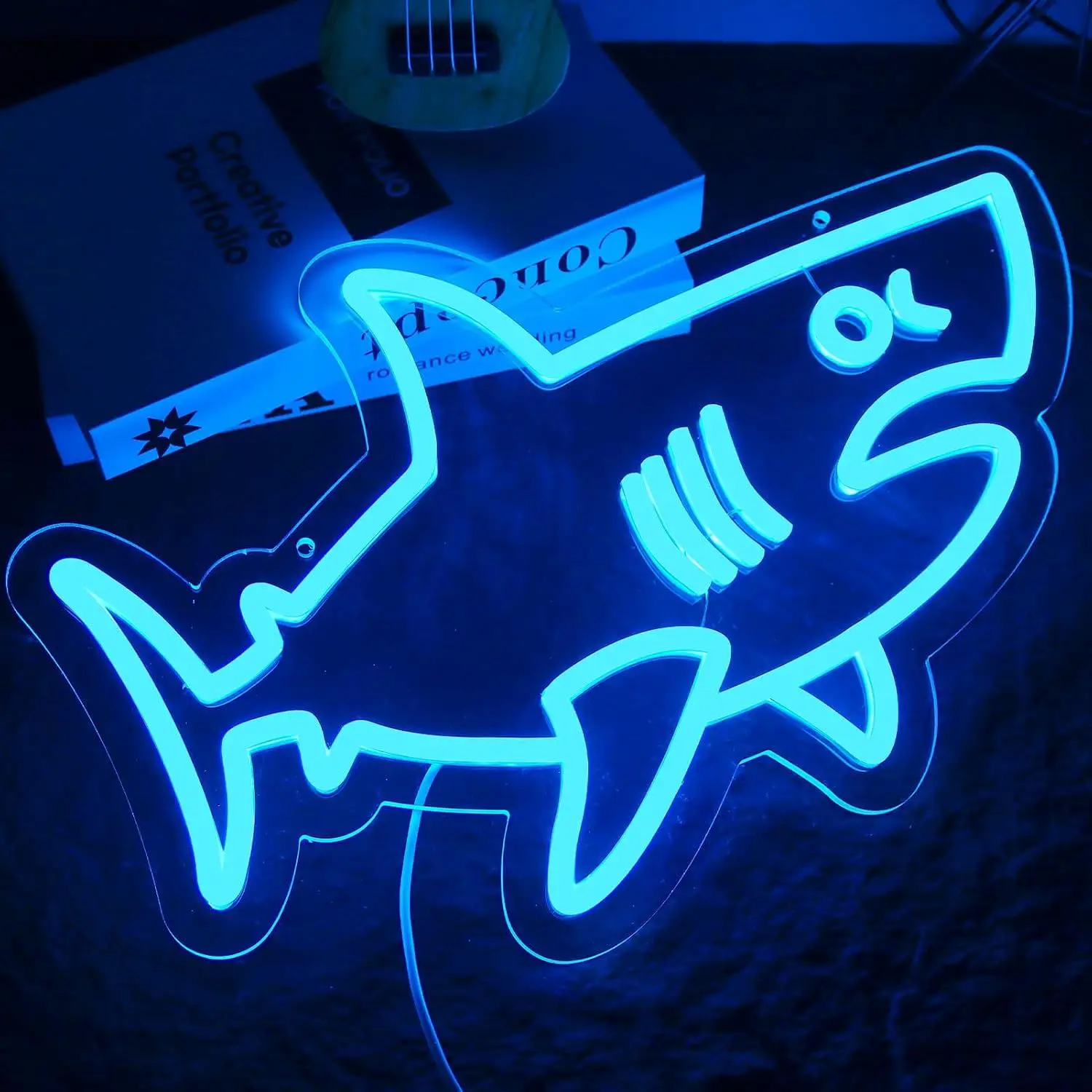 Cartoon Shark Animal Neon Sign USB Dimmable LED Lights For Bedroom Living Room Man Cave Bar Home Party Wall Decoration Gifts