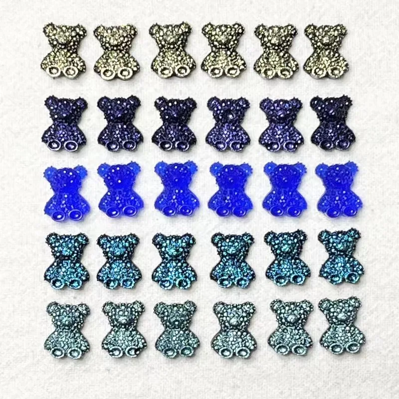 20pcs miniso bling bear cartoon nail charms for diy nail making cute mini resin flatback nail art decoreation