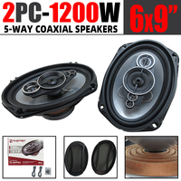 1 Pair 6x9 Inch Car Speakers 1200W 5-Way Vehicle Door Audio Music Stereo Subwoofer Full Range Coaxial Automotive Speakers