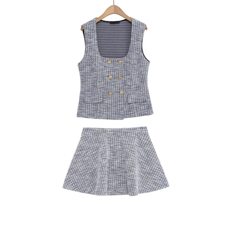 

TRAFZR Tweed Suit Festival Outfits New in Matching Sets Skirts Two Piece Skirt Set Women Women's Fashion Suits Shoujo Girl Style