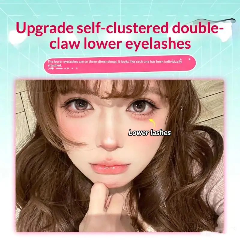 Glue Free Lower False Eyelashes 1 Set Self Adhesive Fluffy Soft Bottom Lashes for Dating Wedding Makeup