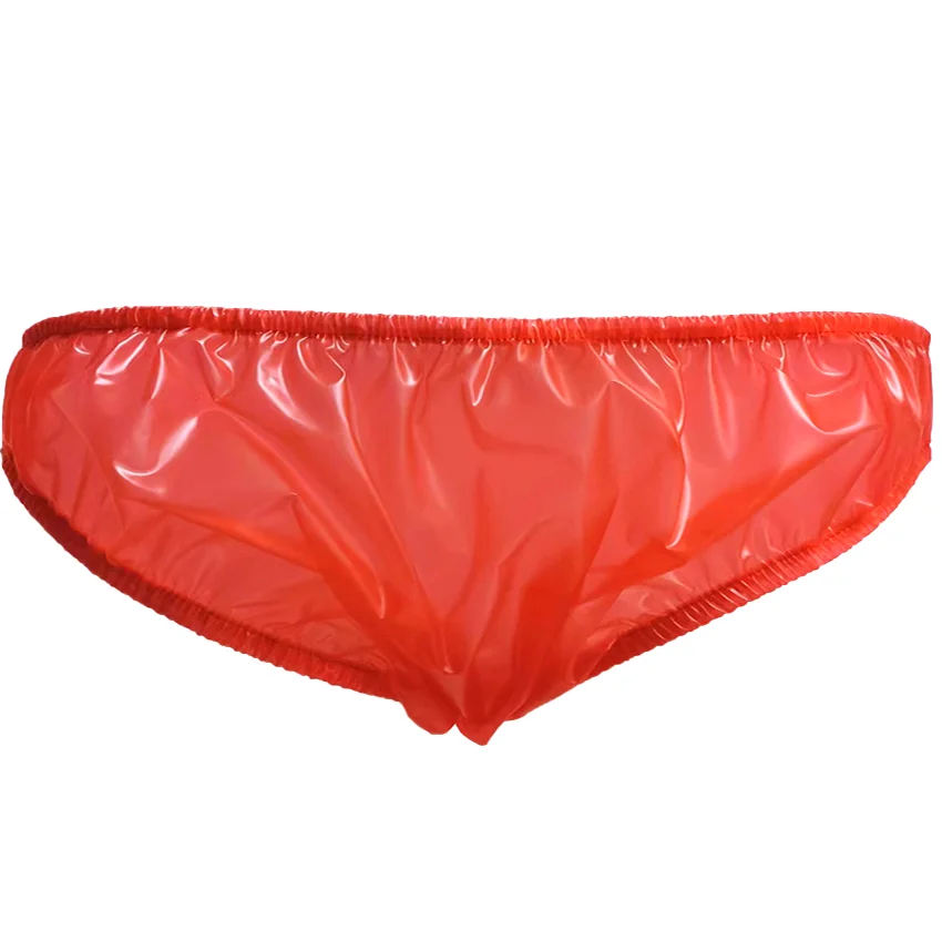 Langkee Haian bragas de Bikini de plástico, ropa interior de PVC, Color Rojo