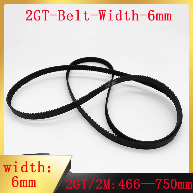 2GT 466-750mm Tooth Pitch 2mm GT2 Closed Loop Timing Belt Rubber Width 6mm Conveyor Belt Drive Belt Ring Belt Rubber Belt