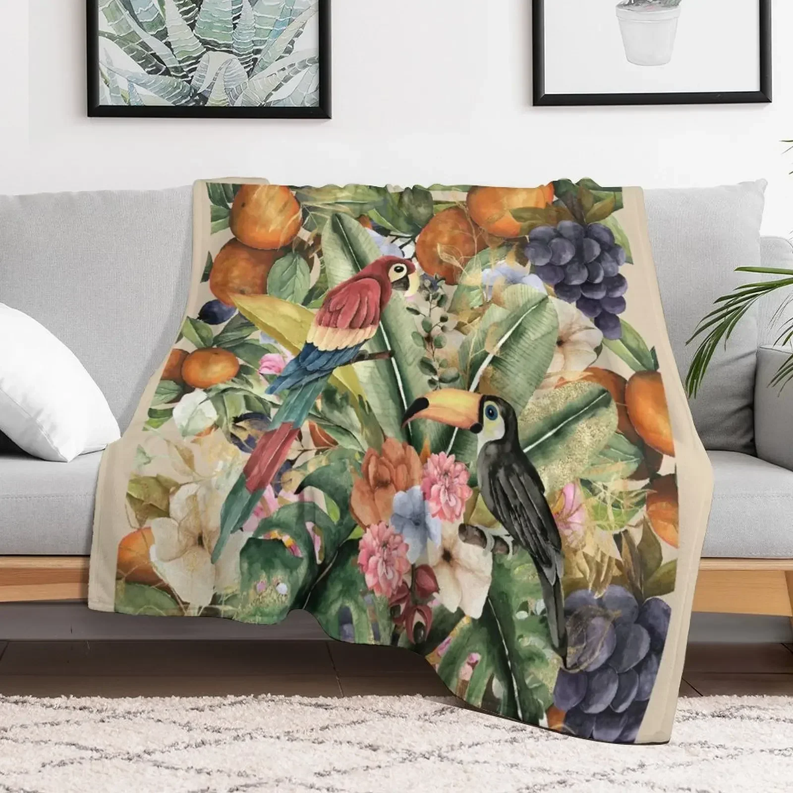 

Amazon Birds and Fruits Watercolor Throw Blanket funny gift Luxury St Blankets