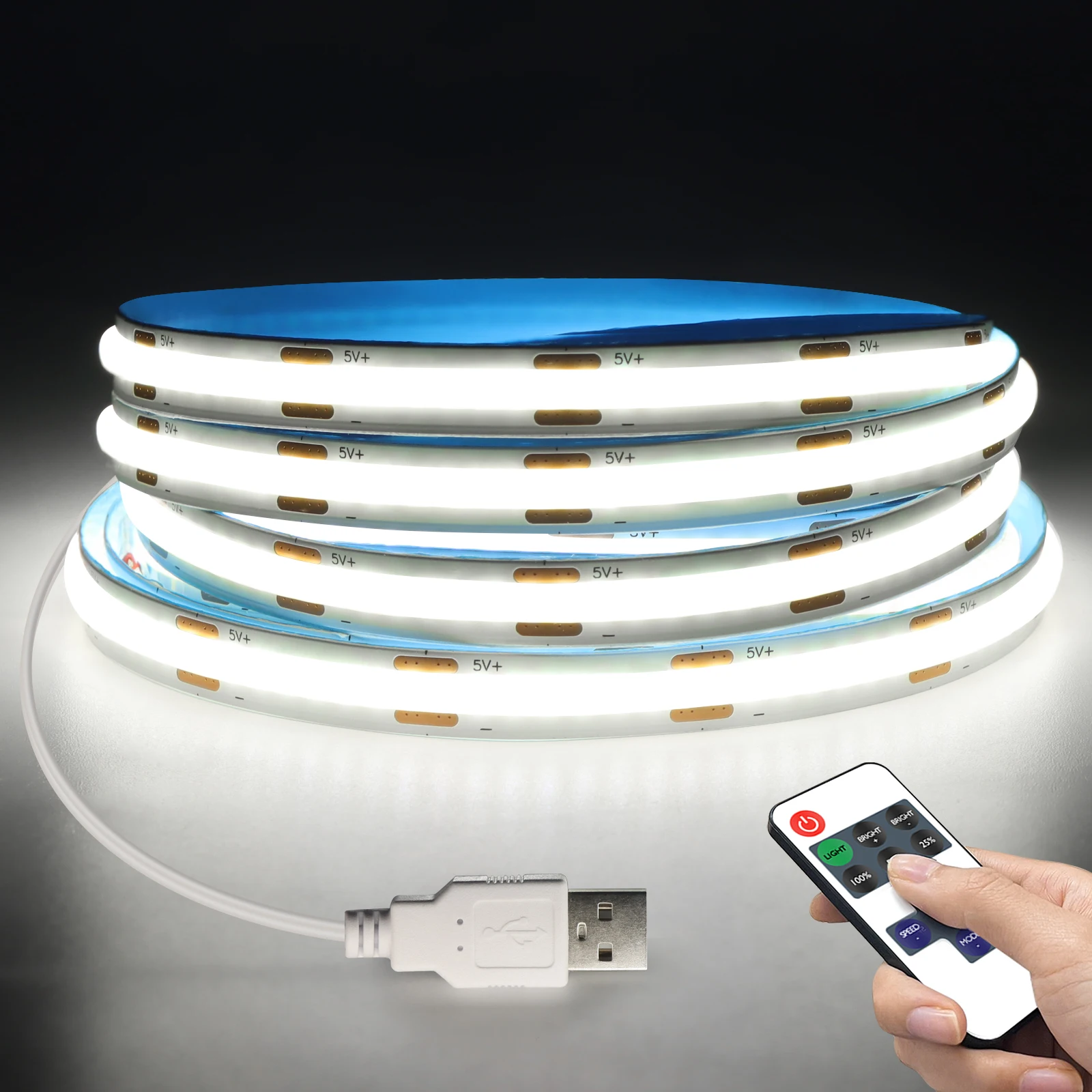DC5V USB Powered COB LED Streifen Mit RF Dimmbare Fernbedienung 1/2/3/5M Flexible LED Band Für Küche Spiegel Hintergrundbeleuchtung Dekor 
