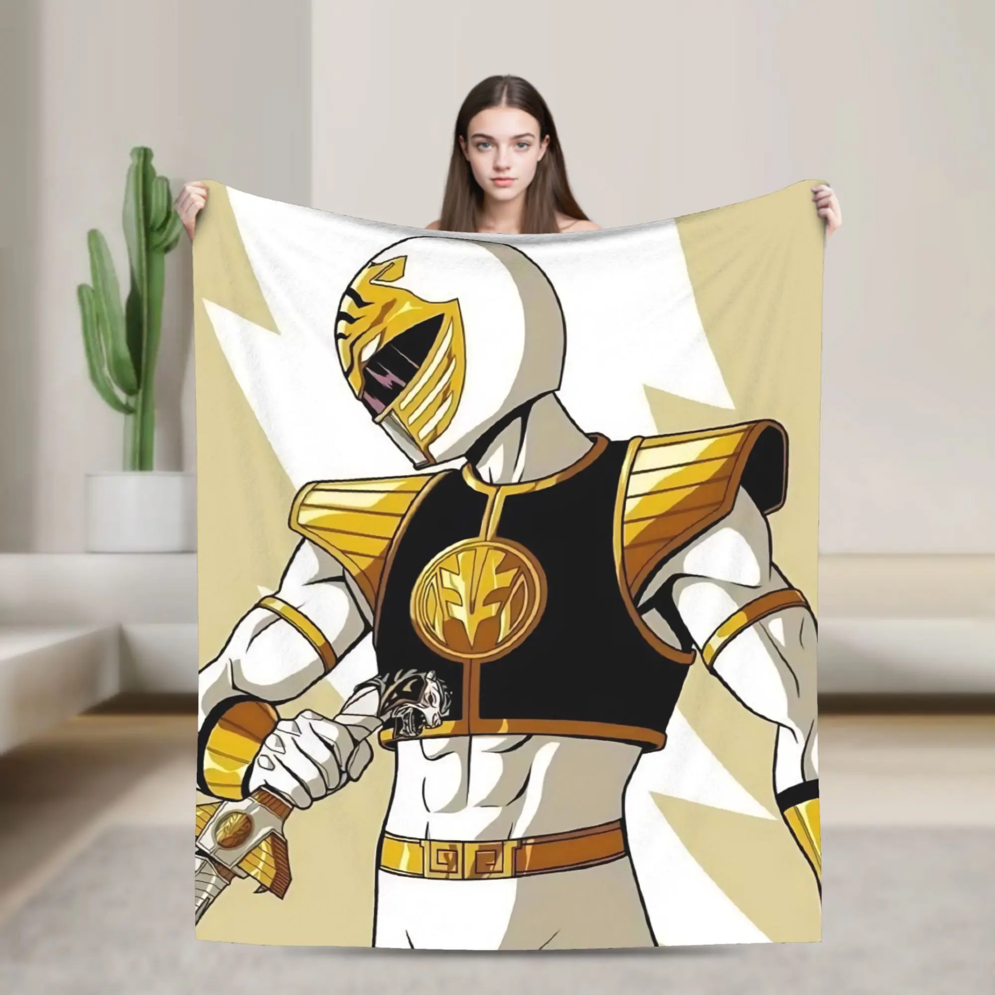 White Ranger Knitted Blankets Power R-Ranger  Fuzzy Throw Blankets Summer Air Conditioning Printed Soft Warm Bedspreads
