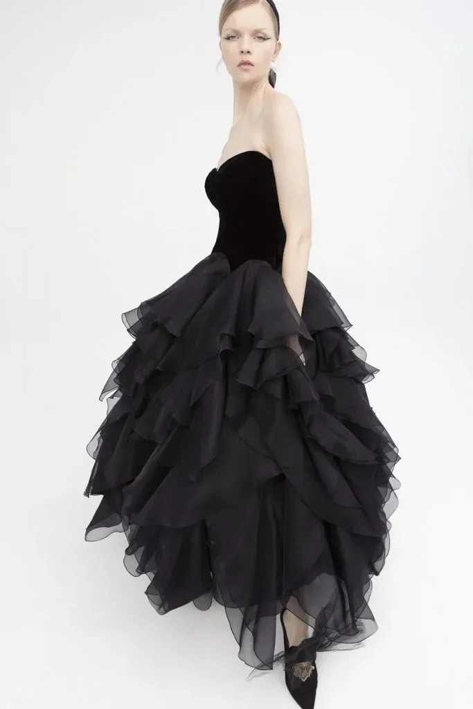 Couture Black To Party Sweetheart Trägerloses Puffy A-Linie Formelles Partykleid Geraffte Organza Damenkleider
