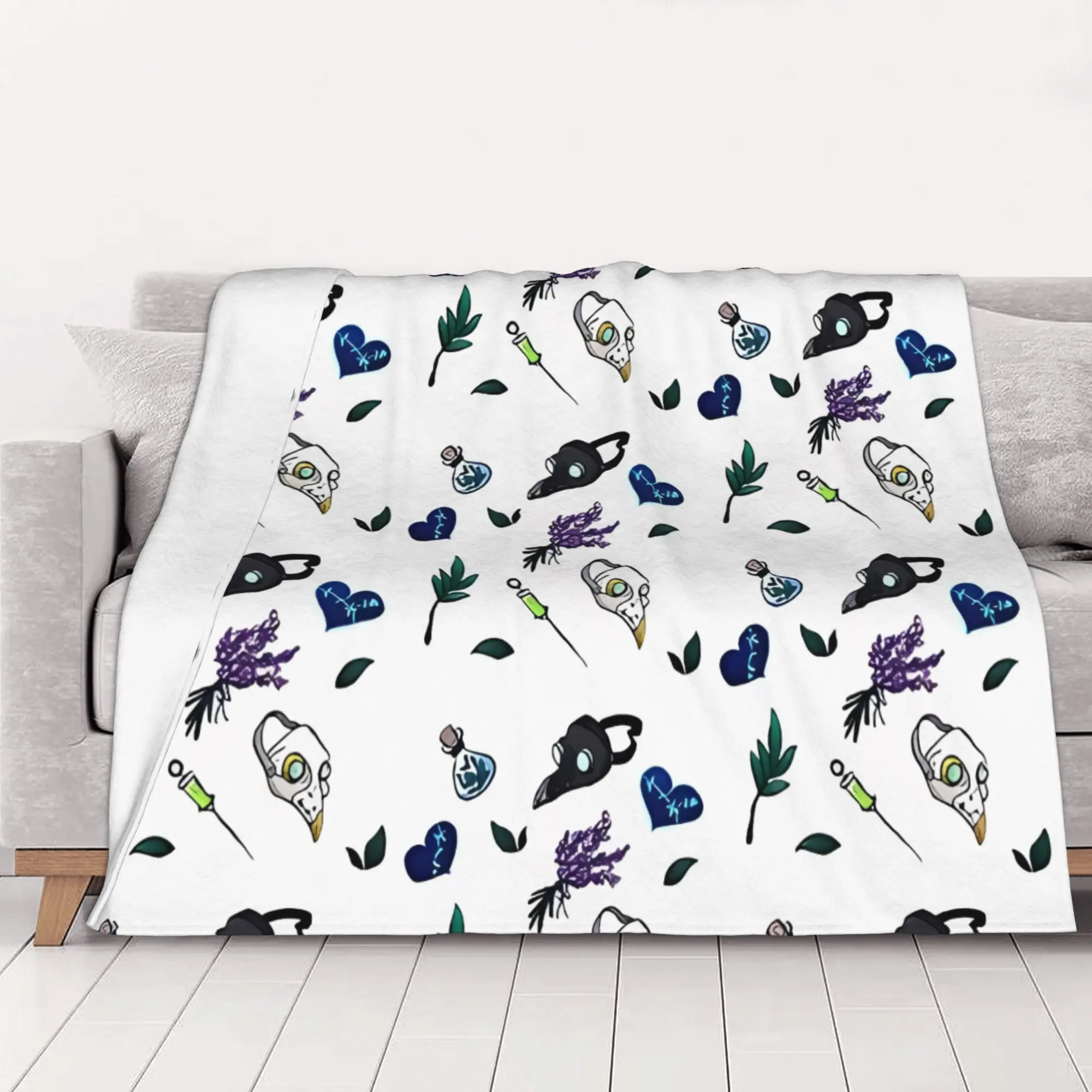 1PC home Cute Room Decor Cute Plague Doctor Blanket Throw Blanket Plague Doctor Novelty Warm Blanket All Season