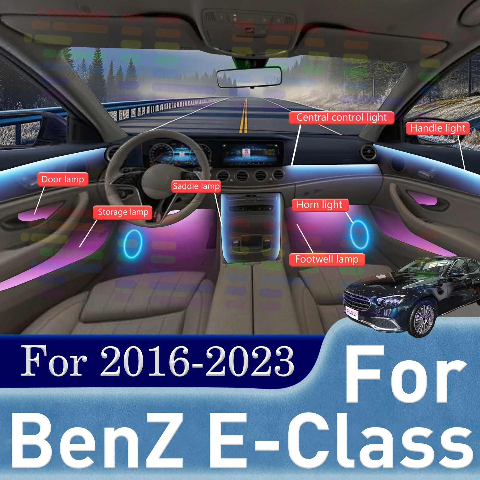 

For Benz CLS-Class E300e E400 estate Durable Hidden Acrylic LED Car Interior Ambient Lighting Strips with 213 Colors