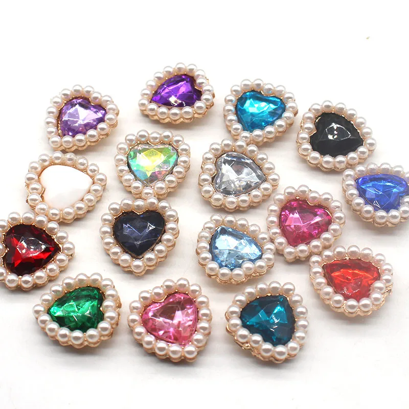 10pcs/batch 17*19mm Heart-Shaped Pearl Snaps for Women's Sweater Clothing DIY Decorative Accessories Sewing Handmade