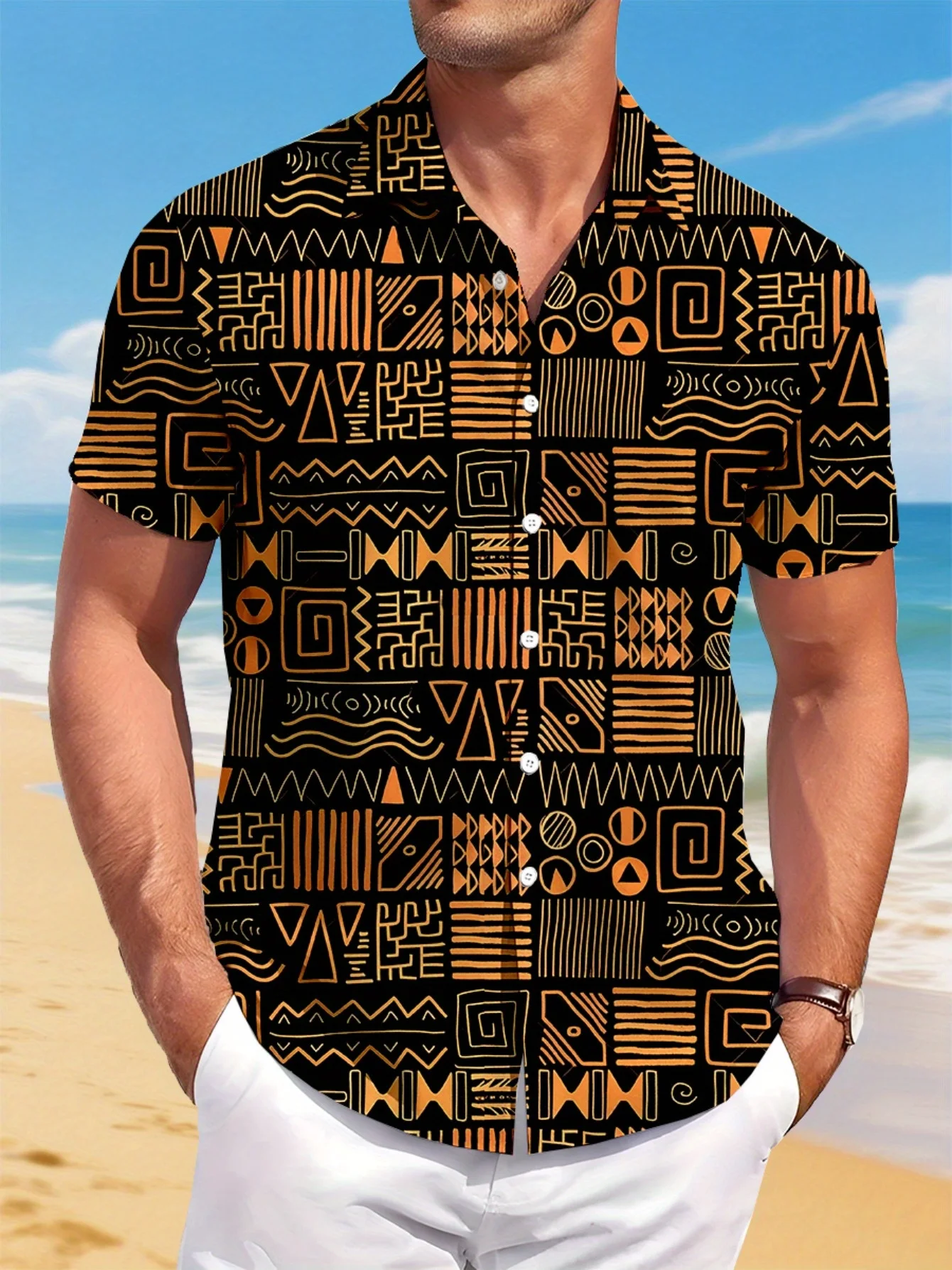 

Men's Lightweight Hawaiian Shirt - Tropical Cactus & Floral Print ButtoWashable Summer Shirt - 2025 Trending Men's Clothing,