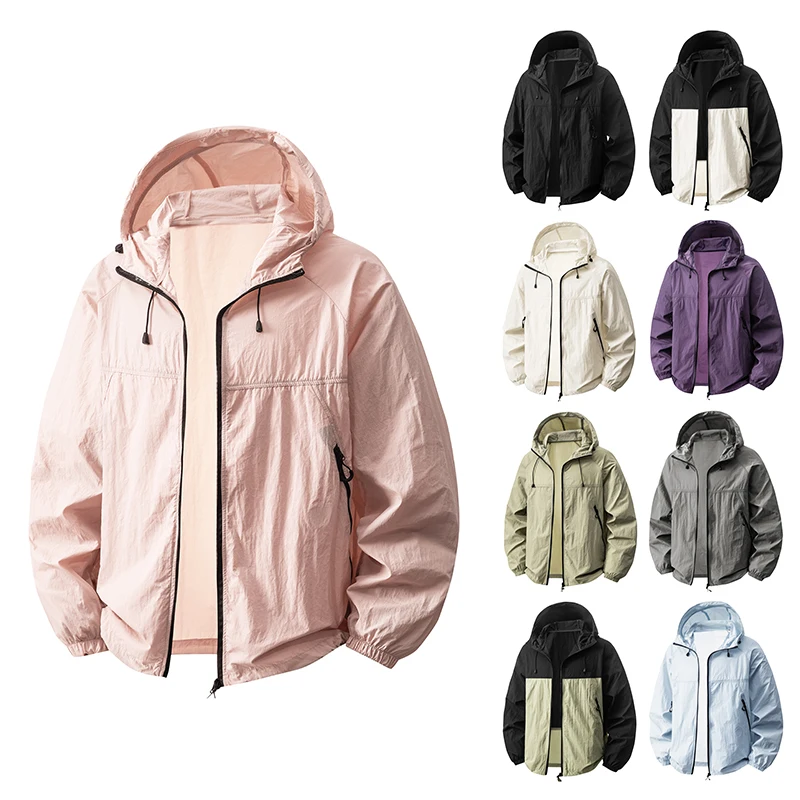 

UPF50+ Sun Protection Skin Coat Breathable Ultra-Thin Hooded Jacket Outdoor Sports Women Lightweight Fishing Sunscreen Outwear