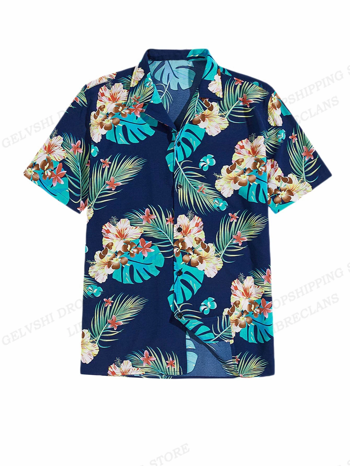 

Fashion Coconut Tree 3D Print Summer Hawaiian Shirt Men Clothing Loose Beach Short Sleeve Blouse Shirt Men's Vocation Lapel Tee