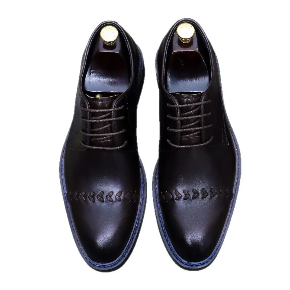 Scarpe derby a triplo snodo da uomo |   Scarpe basse da lavoro formali e casual in vera pelle di vacchetta, basse