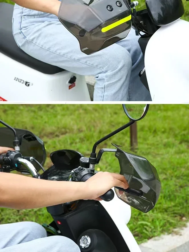 Einfach zu installierender und zerlegbarer Handschutz für Roller, Motorrad, ATV mit nachtreflektierendem Streifen, Wind, Regen und Sonnenschutz – Detail 1