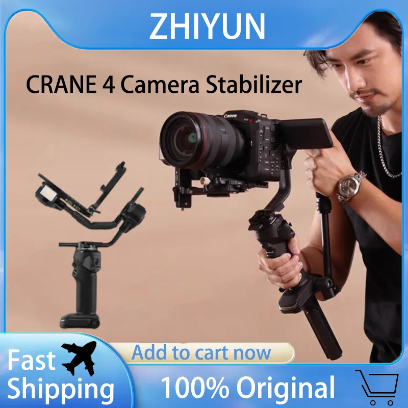 

ZHIYUN CRANE 4, стабилизатор подвеса для камеры, 3-осевой ручной стабилизатор, антивибрационный для Dslr камеры, видео, кронштейн для съемки в прямом эфире