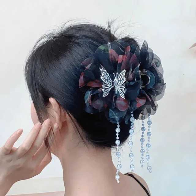 Kobiety Panie Lato Jesień Akcesoria do włosów Motyl Frędzel Dziewczyny Super Fair Flower Wielowarstwowe pazury do włosów Fantazyjne nakrycia głowy