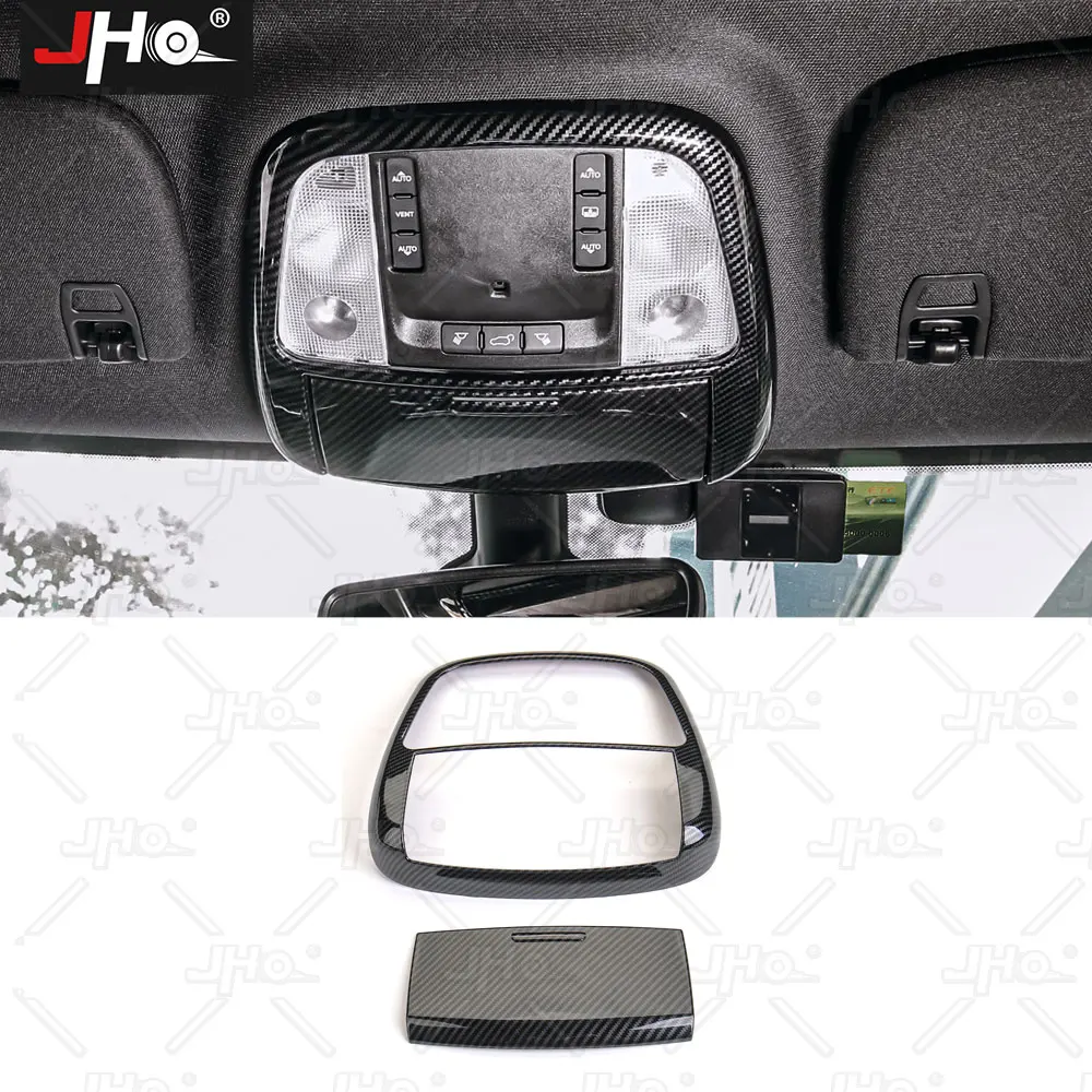 

JHO Carbon Grain Front Reading Lights Frame Panel Cover Protector Decal For 2014-2021 Jeep Grand Cherokee Interior Accessories