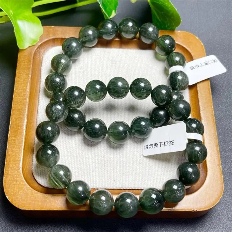 

Natural Green Rutilated Quartz Bracelet Crystal Reiki Gemstone Fashion Jewelry Women Healing Gift 1pcs 10/11/12MM