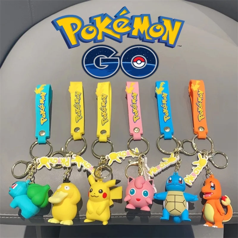 Pokemon Keychain batch Pendant Pokemon keyring Cute Pikachu Doll Bag Car Pendant for birthday Kids Gift Toys charm bulk gourd