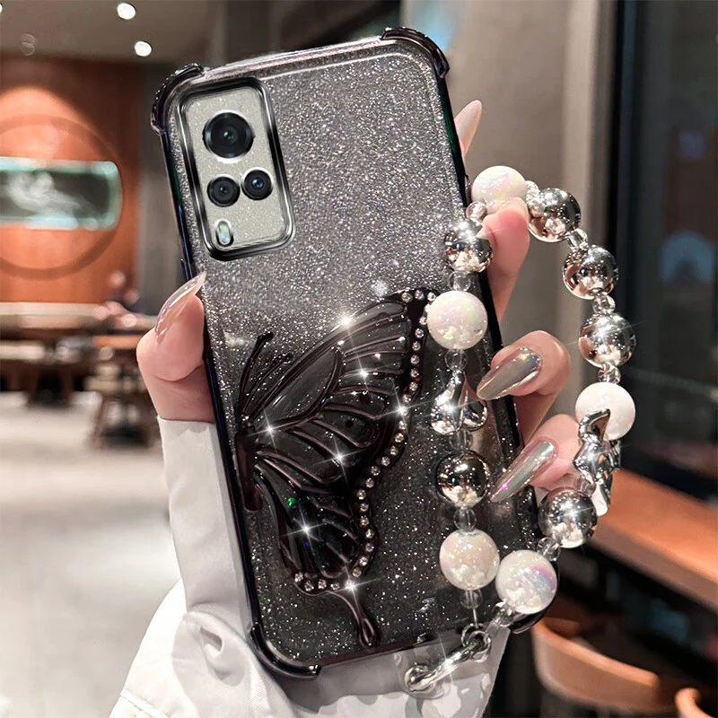 Y53s 4G السائل الرمال بريق جراب هاتف مع حامل فراشة وسوار ل Vivo Y53s Y51 Y52s Y54s Y77e Y76s هدية للفتيات #4