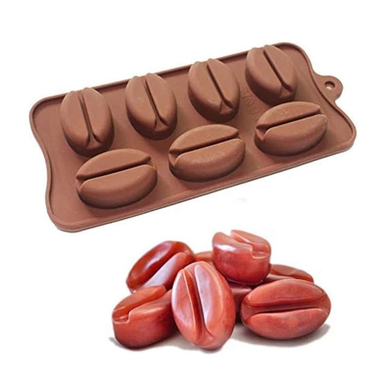 3D Coffee Beans Chocolate Mold Candy Gummy Ice Cube Tray Cake Decoration Silicone Bakeware Pastry Tools Kitchen Baking Wax Melts