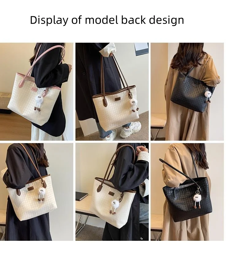 Large capacity bag for women in 2024, new leisure work shoulder bag, high-end college student commuting tote bag